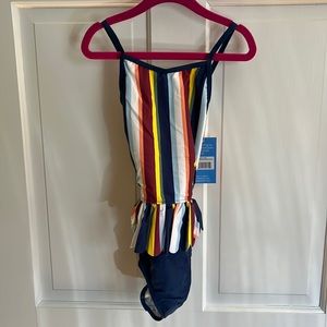 Ruffle Butts size 7 Sunset stripe peplum one piece